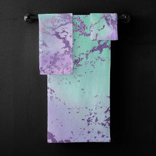 Mármol de moda Lavender morado y verde de menta
