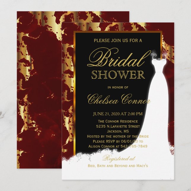 Mármol de oro, invitación a las novias negras y ro (Anverso / Reverso)