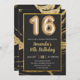 Mármol de oro oscuro Invitación a los 16 años