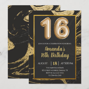Mármol de oro oscuro Invitación a los 16 años