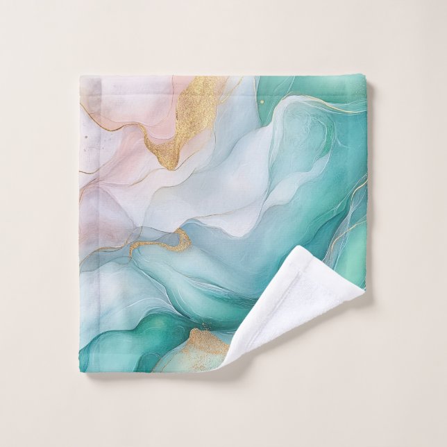 Mármol de oro y esmeralda que fluye (Toallita)