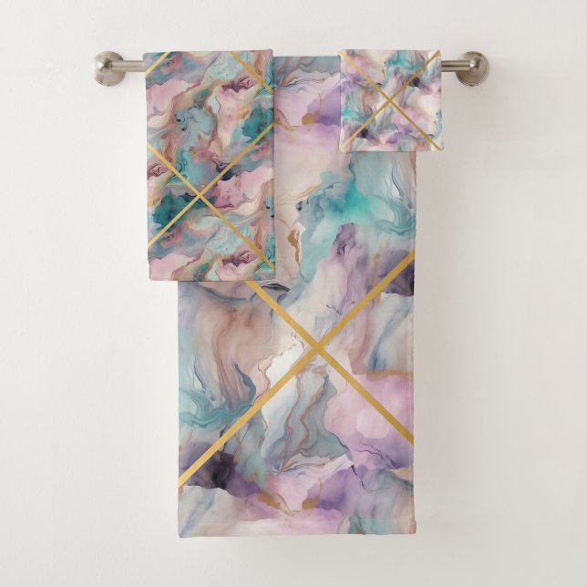 MÁRMOL DE PASTEL PURPLE GRID DISEÑO JUNTO DE TOALL (In situ)