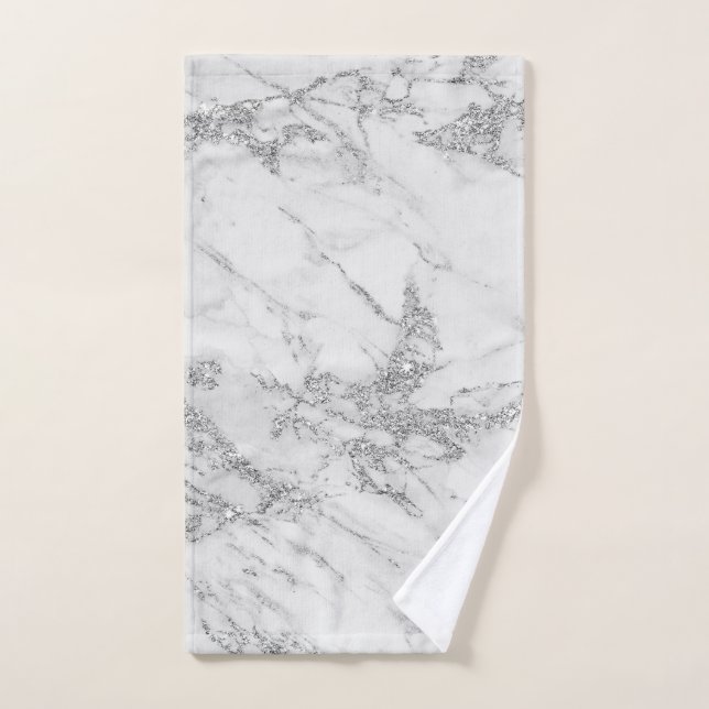 Mármol de plata gris blanco elegante elegante del (Toalla de mano)