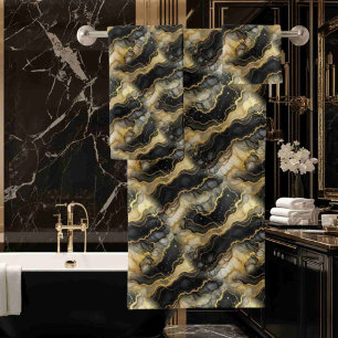 Mármol de Tinta Alcohólica Negro Blanco y Dorado d