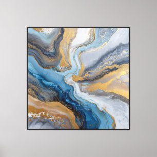 "Mármol Dorado Azul Giratorio – Arte de Pared Flui