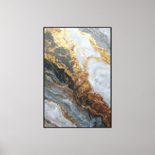 Mármol dorado y gris – Arte de pared abstracto