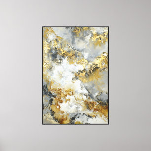 Mármol dorado y gris – Arte de pared abstracto