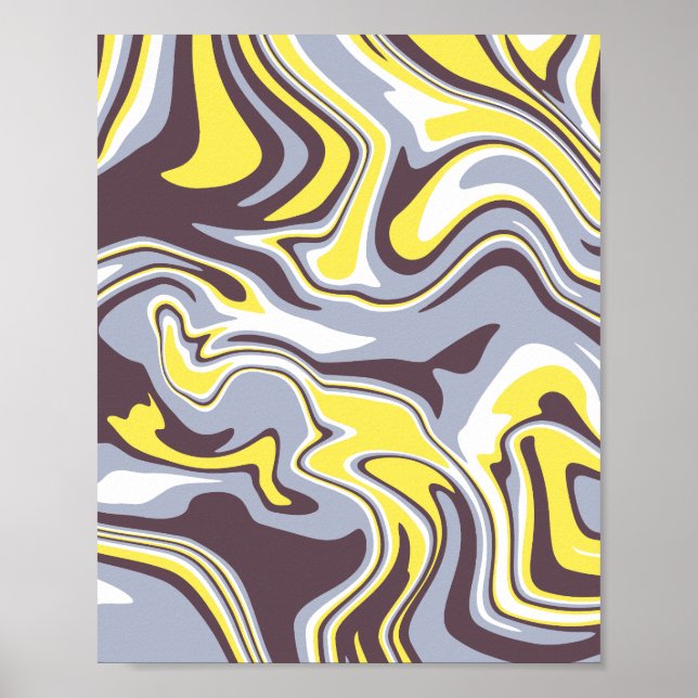 Mármol fluido de arte con amarillo y gris (Frente)