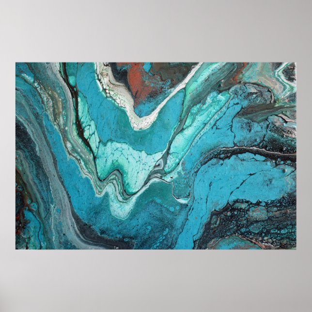 Mármol fluido de cobre turquesa Arte abstracto acr (Frente)