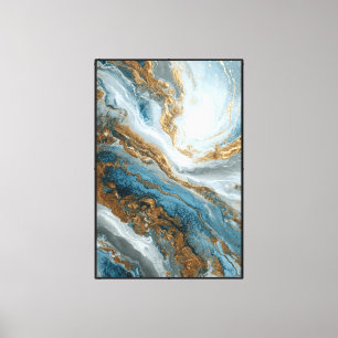 Mármol Giratorio Azul Dorado – Arte de Pared Abstr