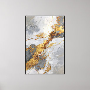 Mármol gris y blanco con vetas doradas: arte abstr
