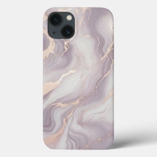 Mármol Lavender iPhone 13 Funda con venas plateada