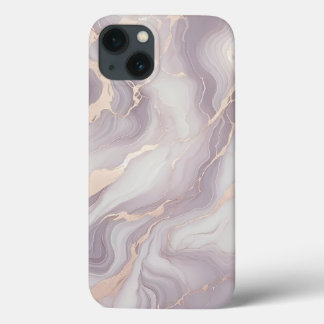 Mármol Lavender iPhone 13 Funda con venas plateada