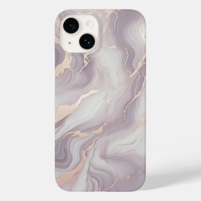 Mármol Lavender iPhone 14 Funda con venas plateada (Reverso )