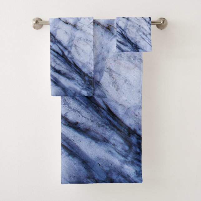 Mármol moderno azul y blanco con espirales (In situ)