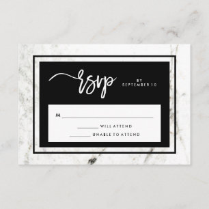 Mármol moderno y boda negra RSVP
