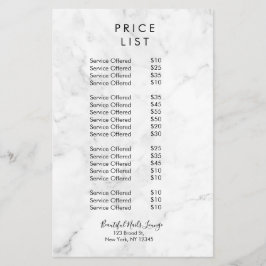 Mármol Nail Salon Price List Flyer