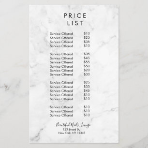 Mármol Nail Salon Price List Flyer