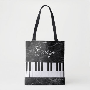 Mármol Negro Piano Música Temática Bolsa De Tote