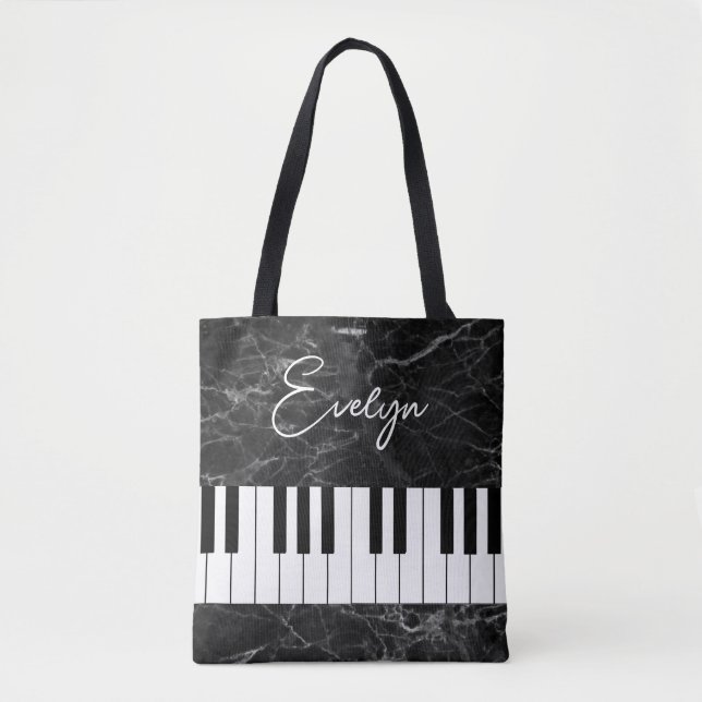Mármol Negro Piano Música Temática Bolsa De Tote (Anverso)