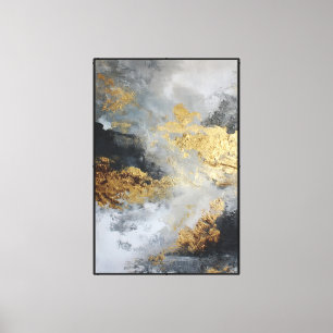 Mármol negro y dorado – Arte mural abstracto