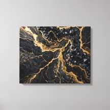 Mármol negro y dorado, impresión de lujo en lienzo