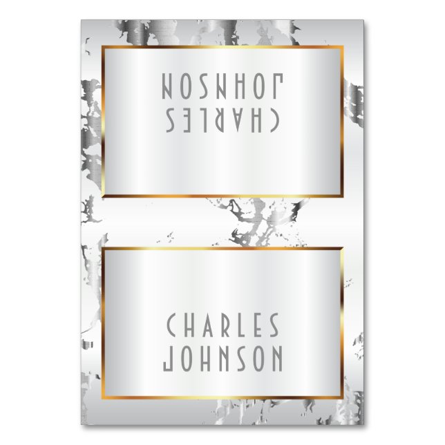 Mármol plateado, tarjetas de estatus dorado y blan (Anverso)