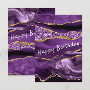 Mármol Purpurina Purple Gold con tarjeta de cumple