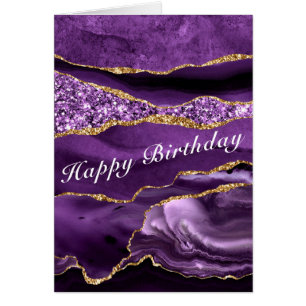 Mármol Purpurina Purple Gold con tarjeta de cumple