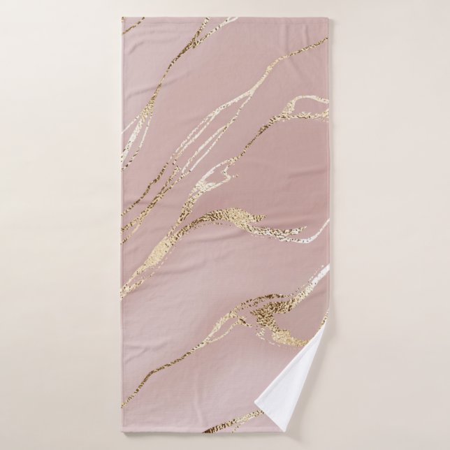 Mármol rosa con venas doradas (Toalla de baño)