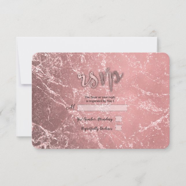 Mármol Rosa Dorado Rosa Responder RSVP Moderno Gla (Anverso)