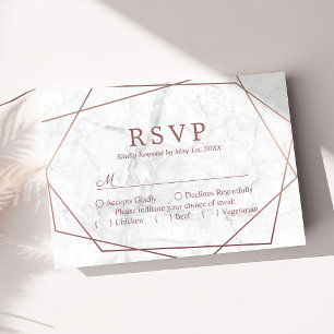 Mármol Rosa Oro Simple Geométrico RSVP Boda