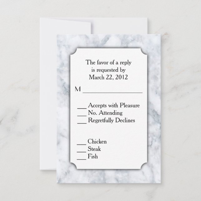 Mármol RSVP con opción de menú (Anverso)