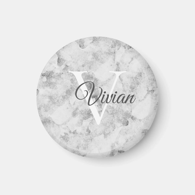 Mármol simple acuarela Monograma Nombre imán (Frente)