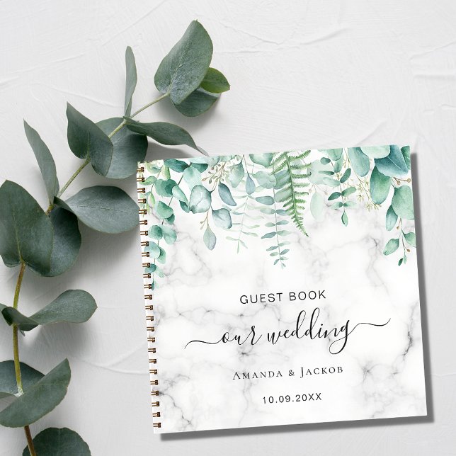 Mármol verde del boda del libro de invitados eucal (Subido por el creador)