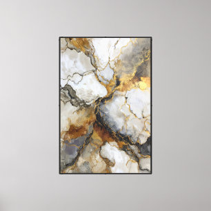 Mármol veteado blanco, gris y dorado: arte abstrac