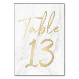 Mármol y guión de oro | Tarjeta de número de tabla