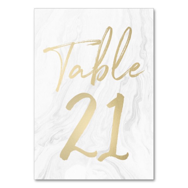 Mármol y guión de oro | Tarjeta de número de tabla (Anverso)