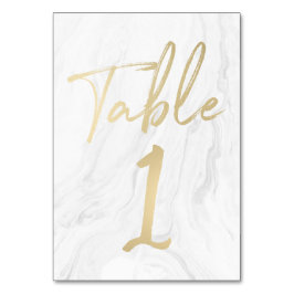 Mármol y guión de oro | Tarjeta de número de tabla
