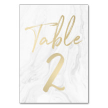 Mármol y guión de oro | Tarjeta de número de tabla