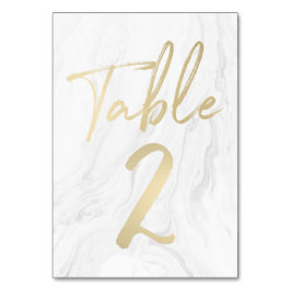 Mármol y guión de oro | Tarjeta de número de tabla