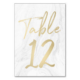 Mármol y guión de oro | Tarjeta de número de tabla