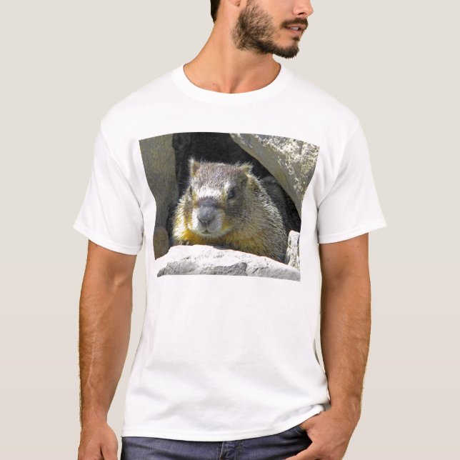 Marmota en camiseta de la guarida de la roca (Anverso)