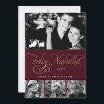 Maroon and Gold Feliz Navidad Photo<br><div class="desc">Personalize these beautiful and modern Christmas or winter holiday cards with your family photos and personal message.</div>