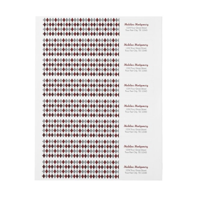Maroon Argyle Aggies Wrap Around Label (hoja)