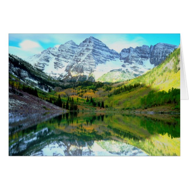 Maroon Bells reflejándose en Maroon Lake (Anverso (Horizontal))
