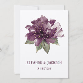 Maroon Burgundy Poppy Elegante Invitación a la Bod