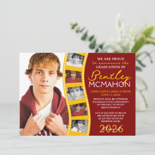 Maroon & Gold 6 Invitación de tiras de película fo