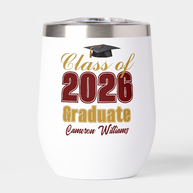 Maroon Gold Customized Class of 2026 Graduation (Frente)