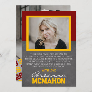 Maroon & Gold Graduation 2 Foto Tarjeta de agradec